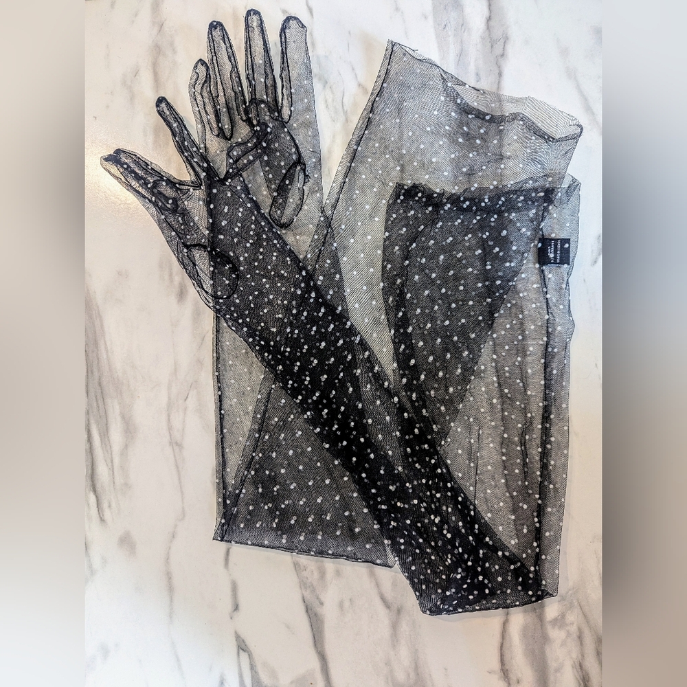 Anthropologie Polka Dot Sheer Opera Gloves